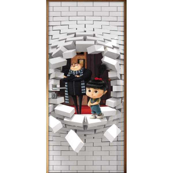 Adesivo Para Porta 3d Agnes E Gru