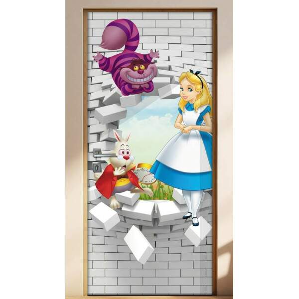 Adesivo Para Porta 3D Alice No Pas Das Maravilhas