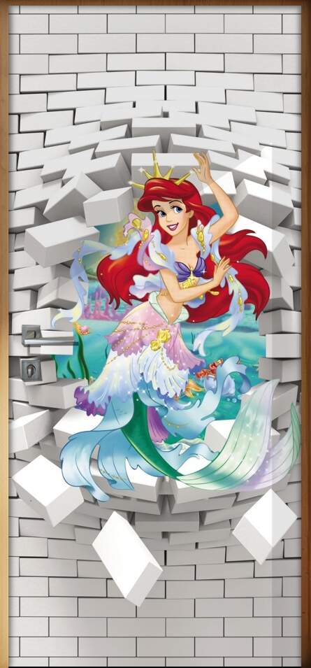 Adesivo Para Porta 3D Ariel Pequena Sereia