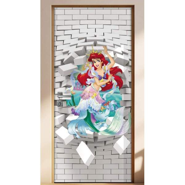 Adesivo Para Porta 3D Ariel Pequena Sereia