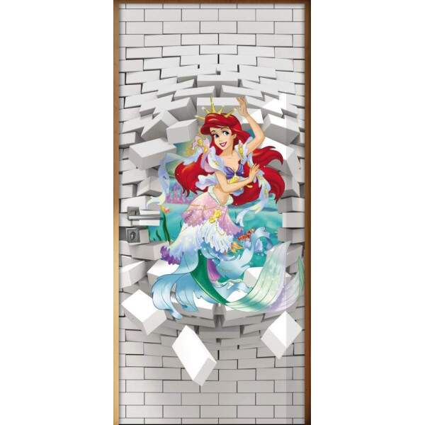 Adesivo Para Porta 3D Ariel Pequena Sereia