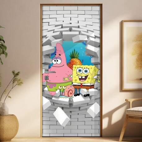 Adesivo Para Porta 3d Bob Esponja