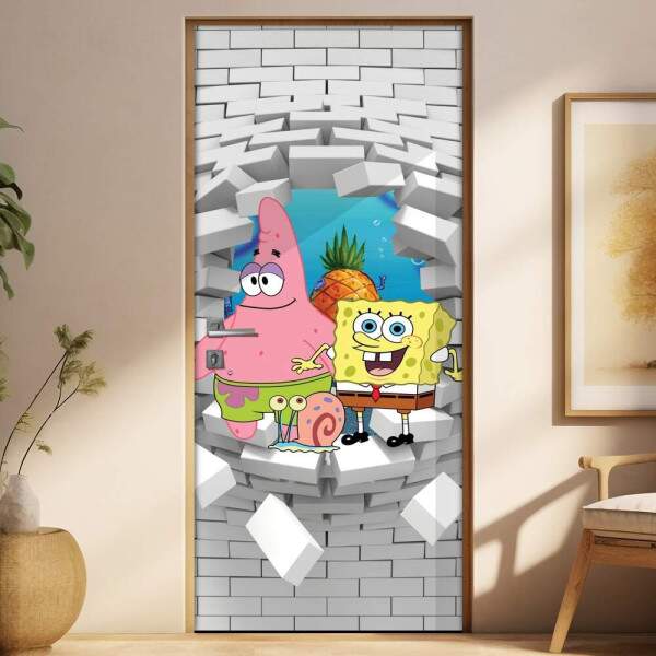 Adesivo Para Porta 3d Bob Esponja