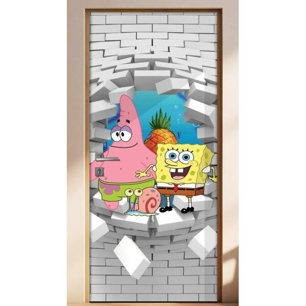 Adesivo Para Porta 3d Bob Esponja