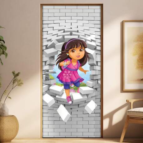 Adesivo Para Porta 3D Dora Aventureira 2