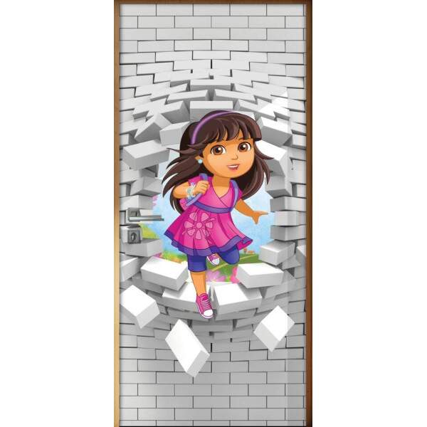 Adesivo Para Porta 3D Dora Aventureira 2