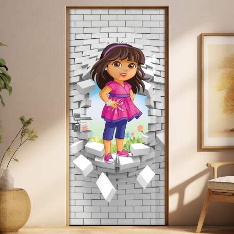 Adesivo Para Porta 3d Dora Aventureira 3