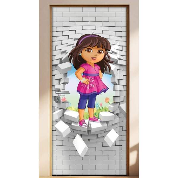 Adesivo Para Porta 3d Dora Aventureira 3