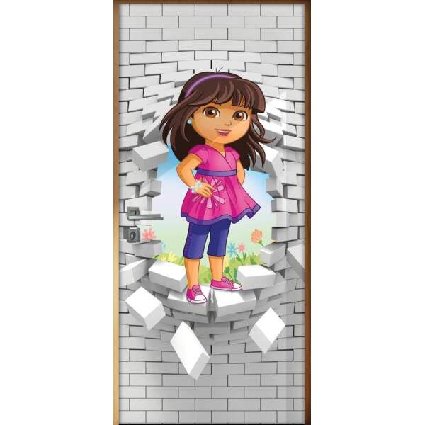 Adesivo Para Porta 3d Dora Aventureira 3