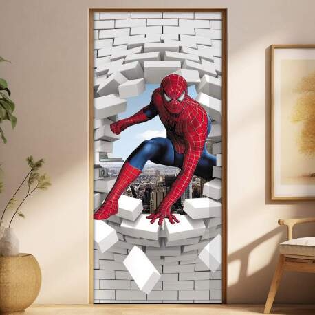 Adesivo Para Porta 3d Homem Aranha 4