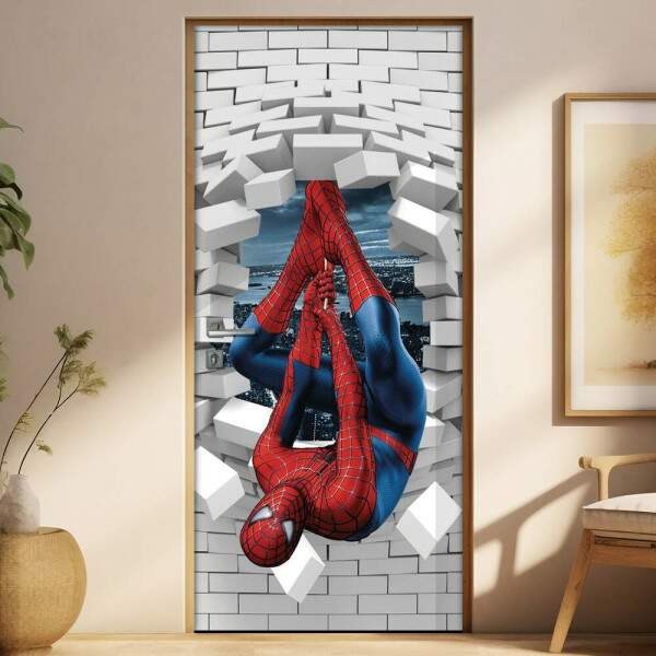 Adesivo Para Porta 3d Homem Aranha 5