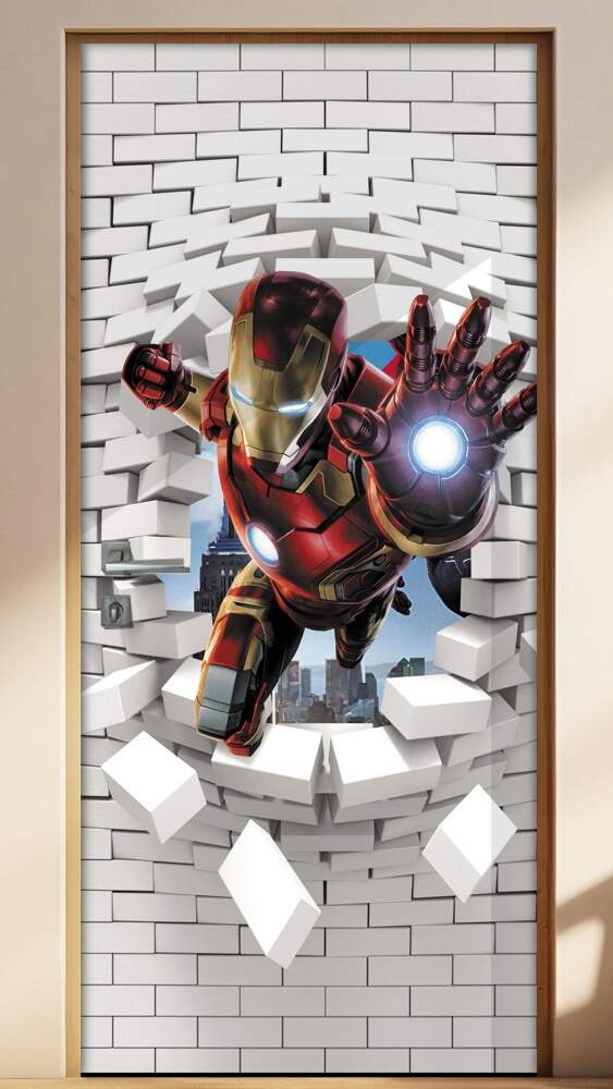 Adesivo Para Porta 3D Homem De Ferro