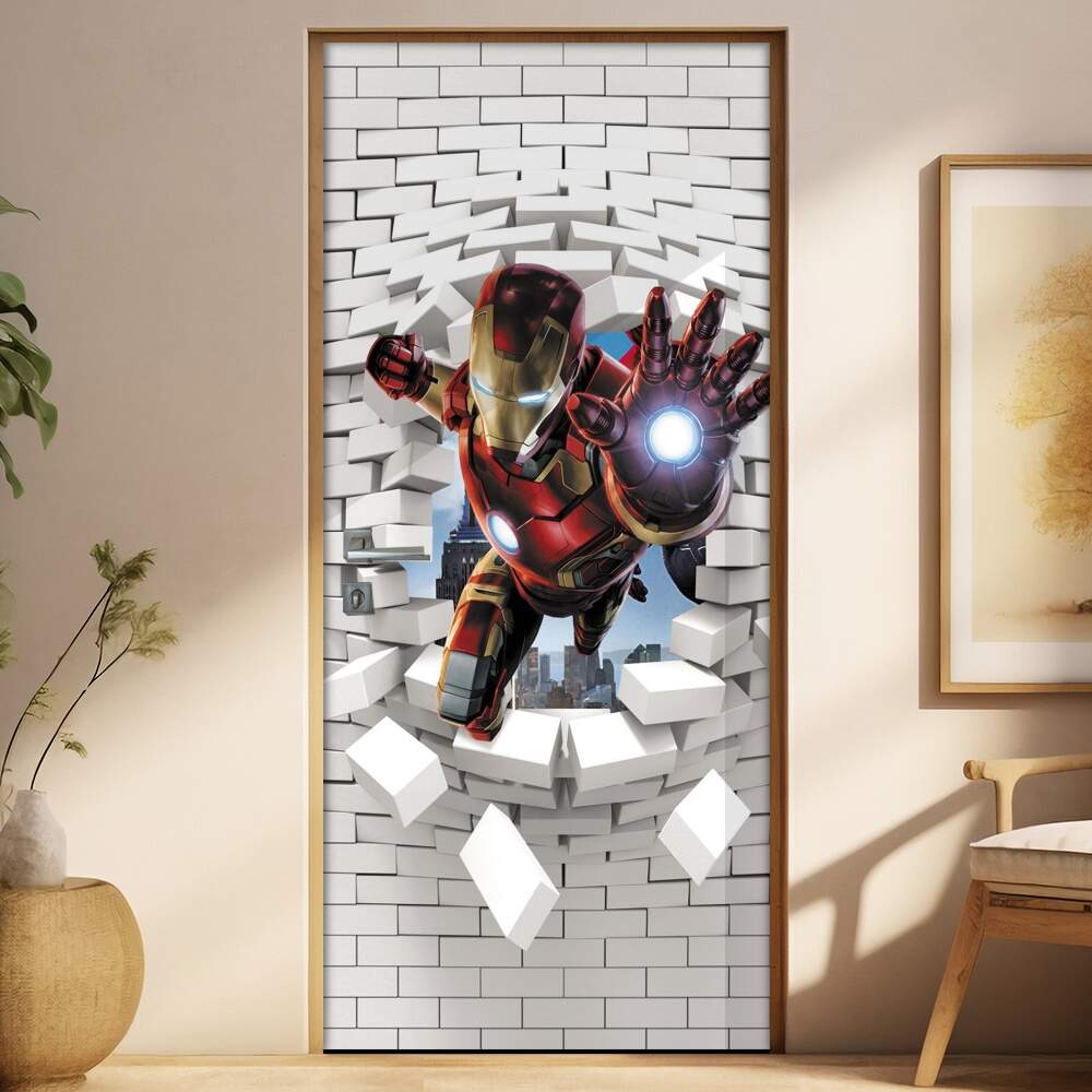 Adesivo Para Porta 3D Homem De Ferro
