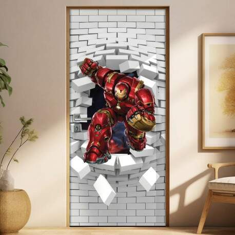 Adesivo Para Porta 3d Homem De Ferro 3