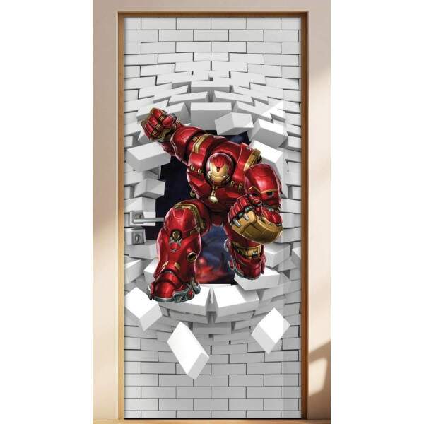 Adesivo Para Porta 3d Homem De Ferro 3