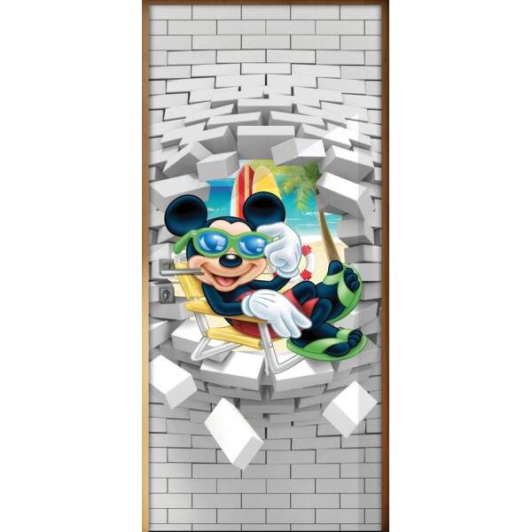 Adesivo Para Porta 3d Mickey Na Praia