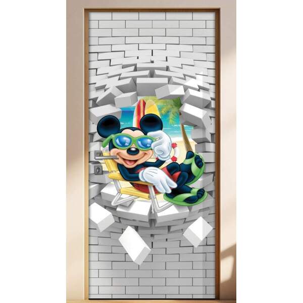 Adesivo Para Porta 3d Mickey Na Praia