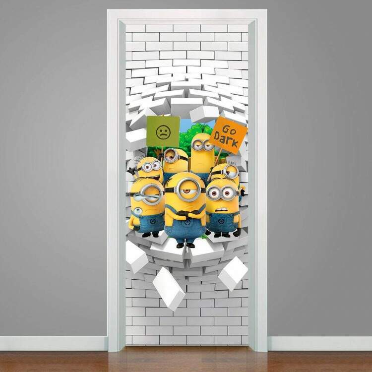 Adesivo Para Porta 3d Minions