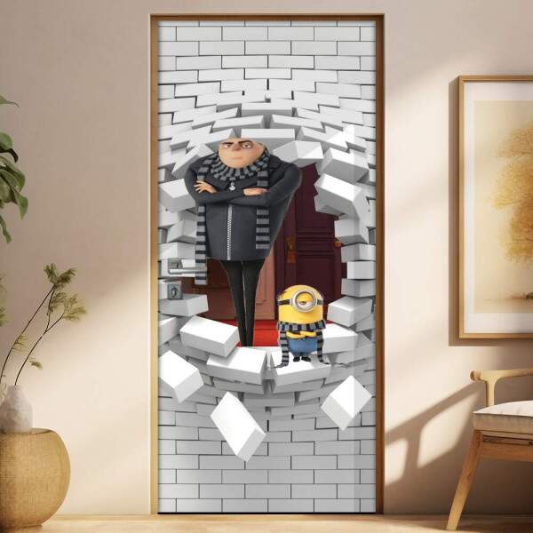 Adesivo Para Porta 3d Minions 3