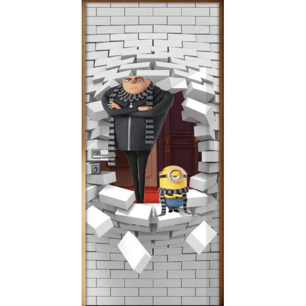 Adesivo Para Porta 3d Minions 3