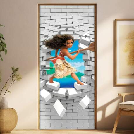 Adesivo Para Porta 3d Moana
