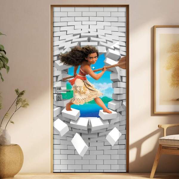 Adesivo Para Porta 3d Moana