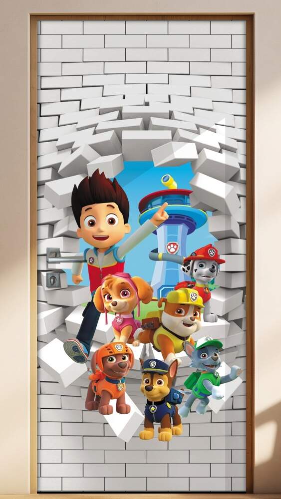 Adesivo Para Porta 3D Patrulha Canina