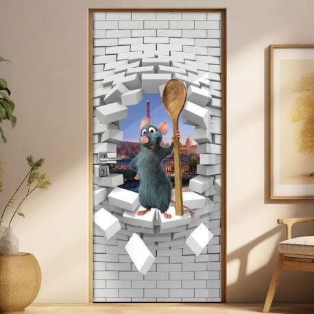 Adesivo Para Porta 3D Ratatouille