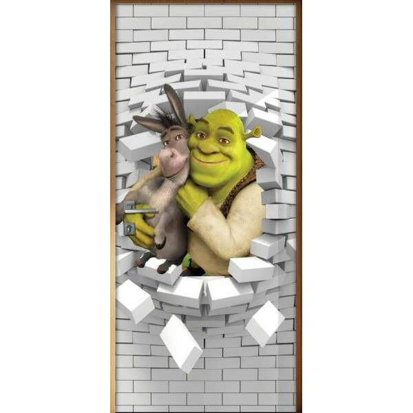 Adesivo Para Porta 3d Shrek E Burro