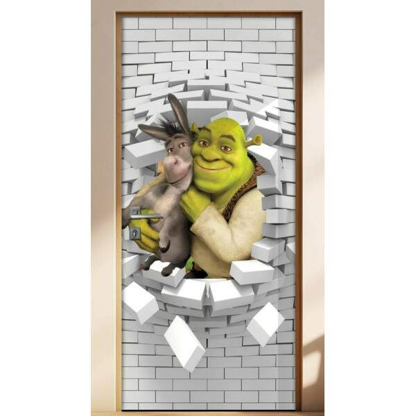 Adesivo Para Porta 3d Shrek E Burro