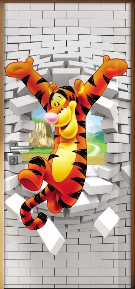 Adesivo Para Porta 3d Tigr�o