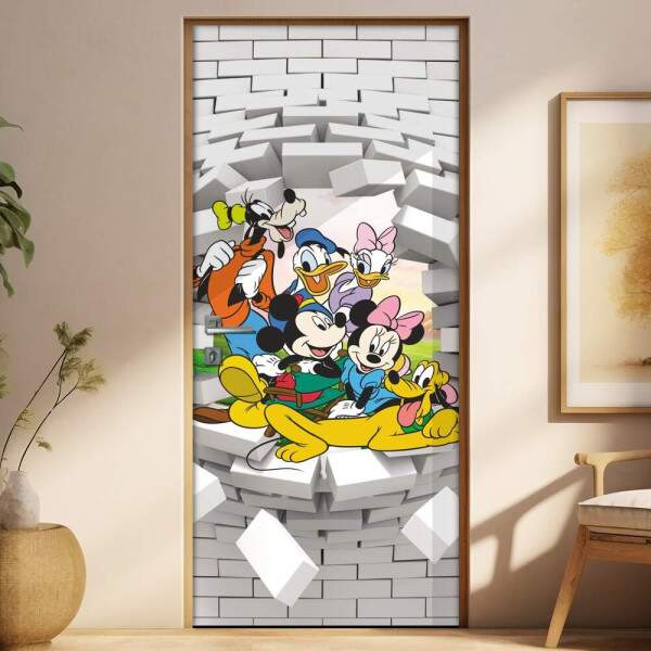Adesivo Para Porta 3d Turma Do Mickey