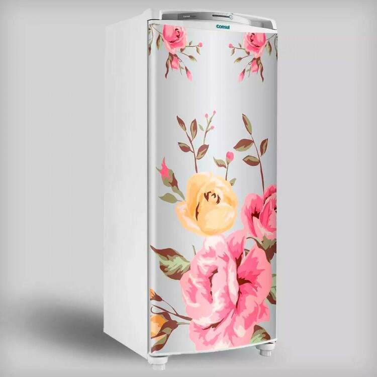 Adesivo para Envelopamento de Geladeira Porta Floral 12