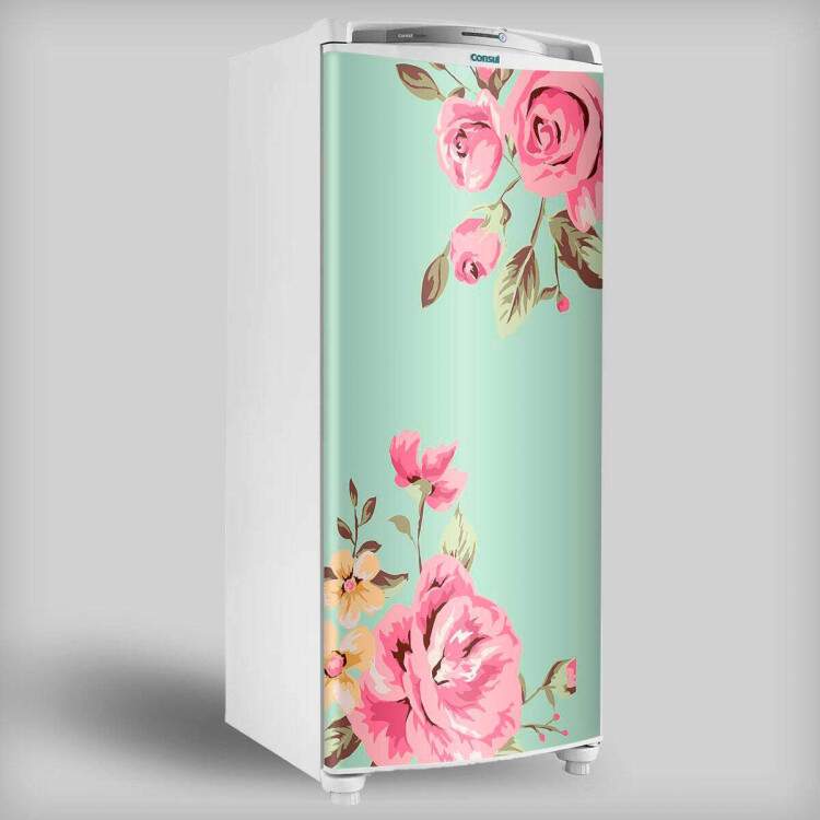 Adesivo para Envelopamento de Geladeira Porta Floral 13