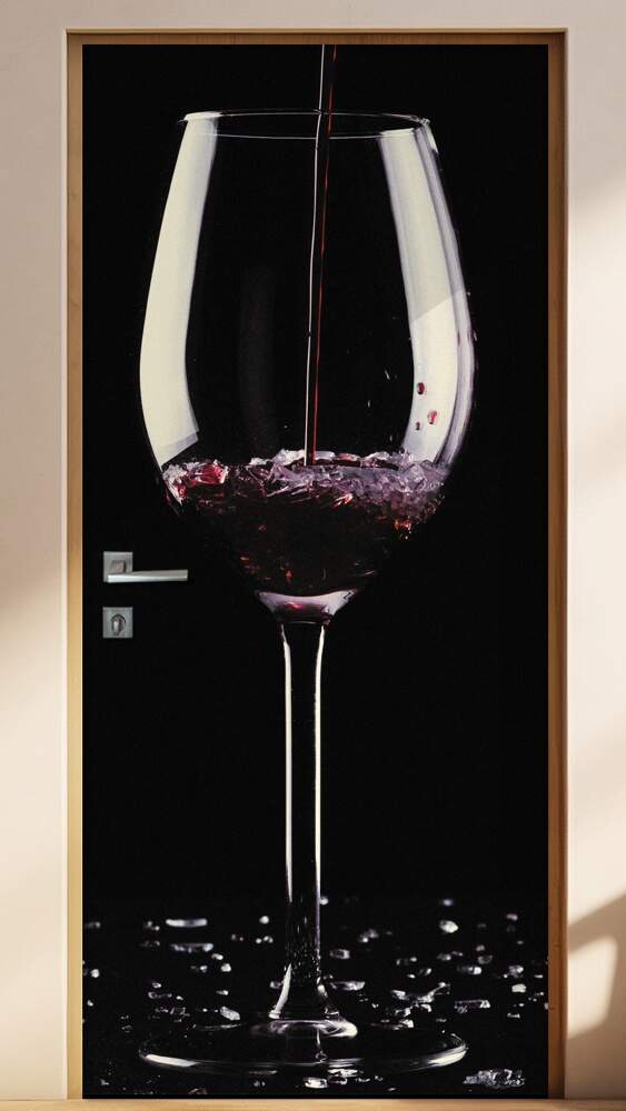 Adesivo Para Porta De Cozinha Ta�a De Vinho