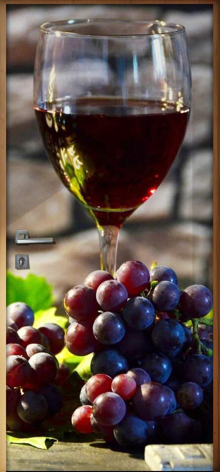 Adesivo Para Porta De Cozinha Taa De Vinho E Uvas