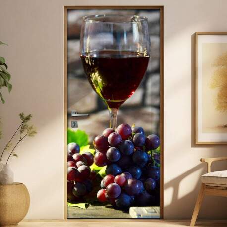 Adesivo Para Porta De Cozinha Taa De Vinho E Uvas