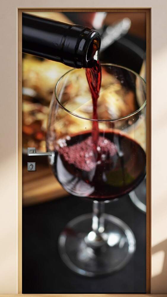 Adesivo Para Porta De Cozinha Vinho Na Ta�a