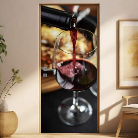 Adesivo Para Porta De Cozinha Vinho Na Taa