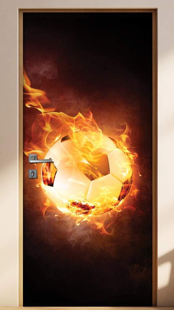 Adesivo para Porta Esportes Bola de Fogo Futebol