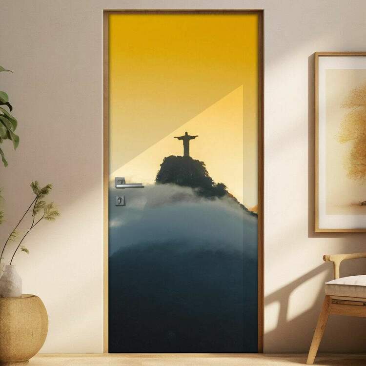 Adesivo Para Porta Cristo Redentor Rio De Janeiro