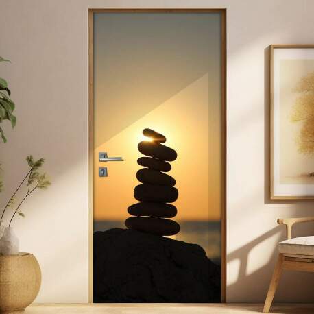 Adesivo para Porta Paisagem Pedras Meditao