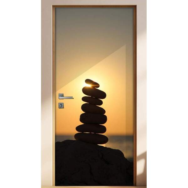 Adesivo para Porta Paisagem Pedras Meditao