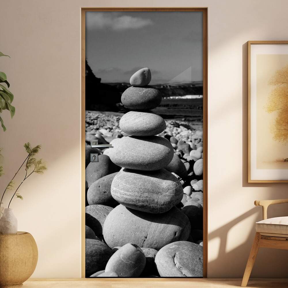 Adesivo para Porta Paisagem Pedras Meditao 2