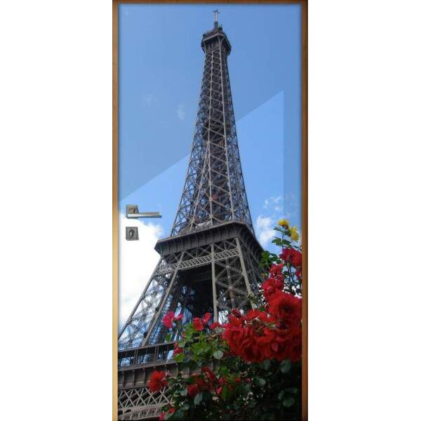 Adesivo para Porta Torre Eiffel e Rosas