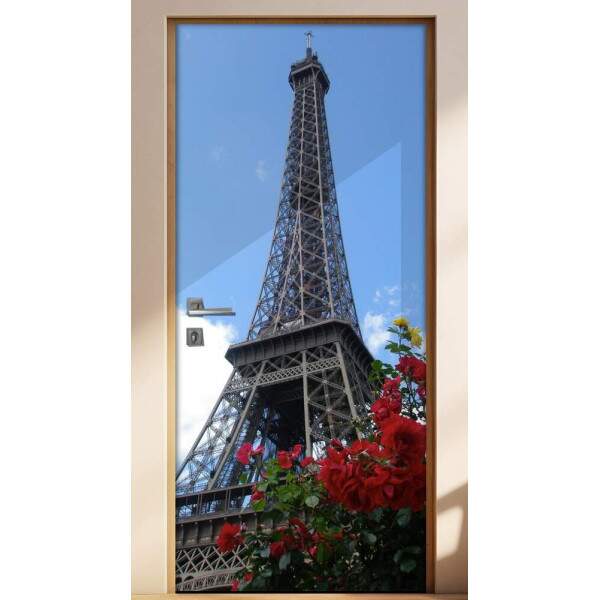 Adesivo para Porta Torre Eiffel e Rosas