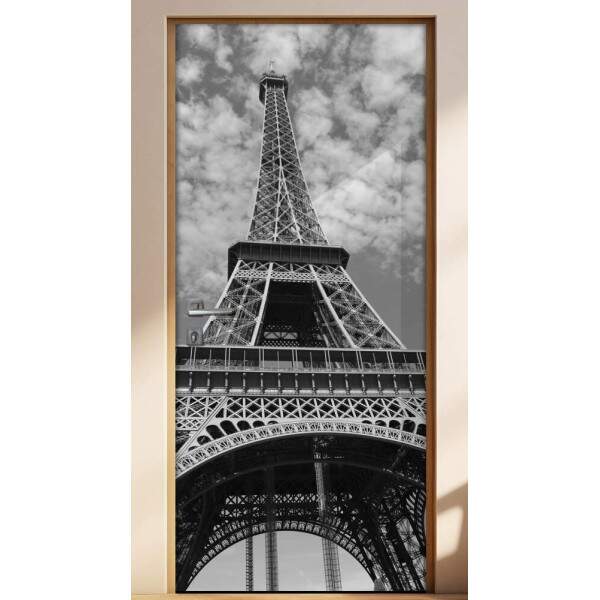 Adesivo para Porta Torre Eiffel e Nuvens