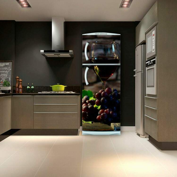Envelopamento de Geladeira Porta Taa de Vinho Uvas