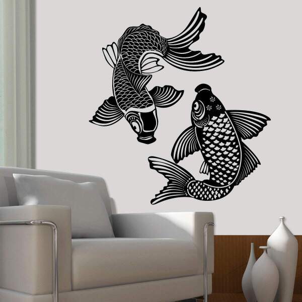Adesivo de Parede Animais Carpa Yin Yang