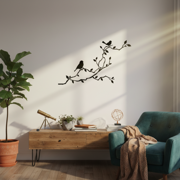 Adesivo de Parede Floral com Pssaros
